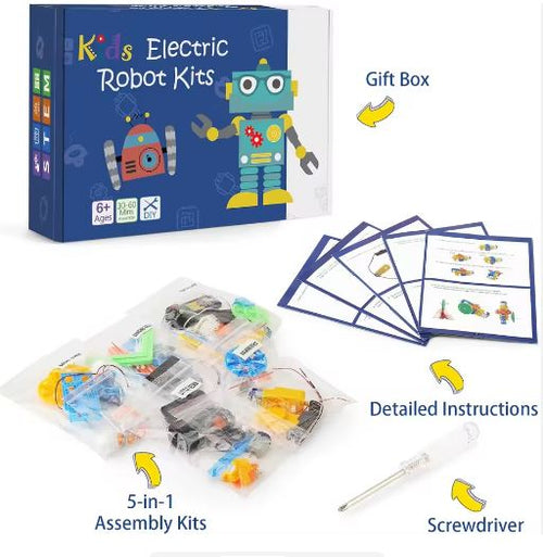 5-in-1 Electric Robot Building Kit for Kids – STEM DIY Learning Set