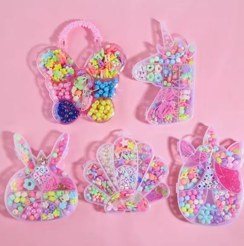 DIY Bead Jewelry Kit – Unicorn, Mermaid, Butterfly & Bunny Shaped Bead Sets for Kids
