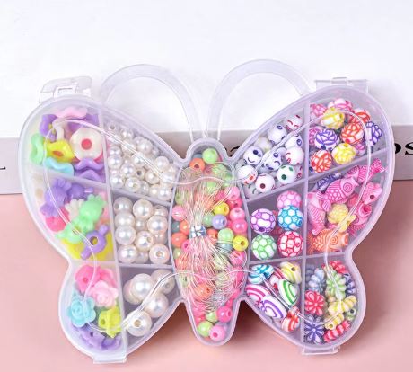 DIY Bead Jewelry Kit – Unicorn, Mermaid, Butterfly & Bunny Shaped Bead Sets for Kids