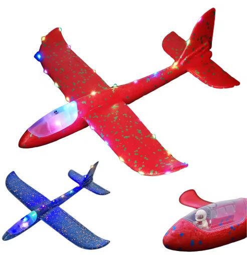 Light-Up Foam Glider Plane – LED Throwing Airplane Toy