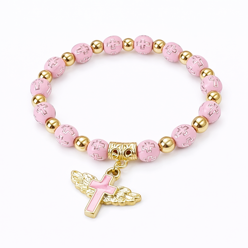 Colorful Cross Charm Bracelet – Christian Faith Bracelet Gift for Kids, Easter, Baptism or First Communion