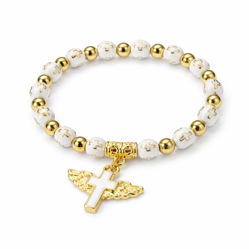 Colorful Cross Charm Bracelet – Christian Faith Bracelet Gift for Kids, Easter, Baptism or First Communion