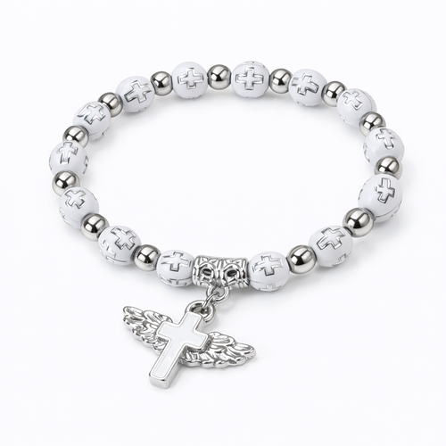 Colorful Cross Charm Bracelet – Christian Faith Bracelet Gift for Kids, Easter, Baptism or First Communion