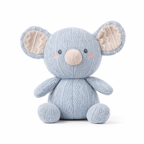 Soft Knitted Animal Plush Toy – 8" Bunny, Elephant, Pig & Koala Stuffed Animal for Kids Easter Basket or Baby Gift