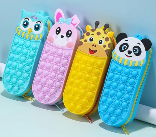 Animal Pop Fidget Pencil Case – Silicone Sensory Pencil Pouch