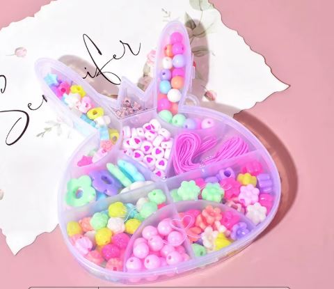 DIY Bead Jewelry Kit – Unicorn, Mermaid, Butterfly & Bunny Shaped Bead Sets for Kids