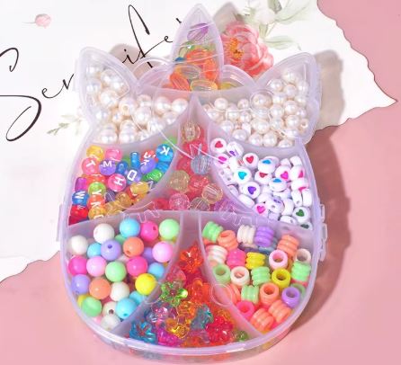 DIY Bead Jewelry Kit – Unicorn, Mermaid, Butterfly & Bunny Shaped Bead Sets for Kids
