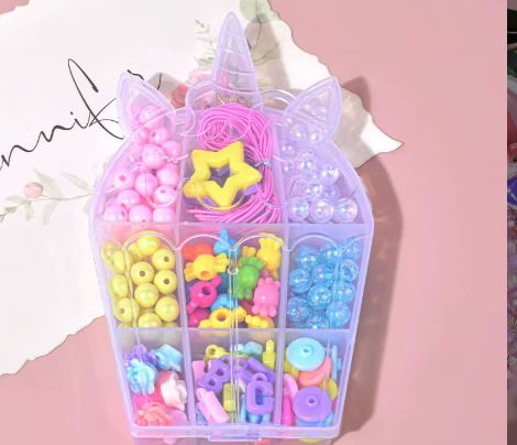 DIY Bead Jewelry Kit – Unicorn, Mermaid, Butterfly & Bunny Shaped Bead Sets for Kids