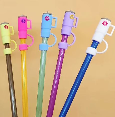 Assorted Straw Toppers – Cute Reusable Silicone Straw Charms (Random Design) $.89/EA